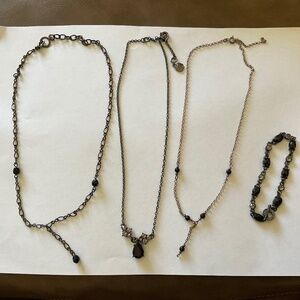 Black faceted stone necklaces and bracelet